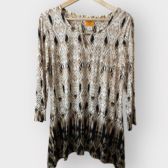 Ruby Rd. Tops - Ruby Rd. Womens Geometric Pullover Top Multicolor 3/4 Sleeve‎ Size MEDIUM
